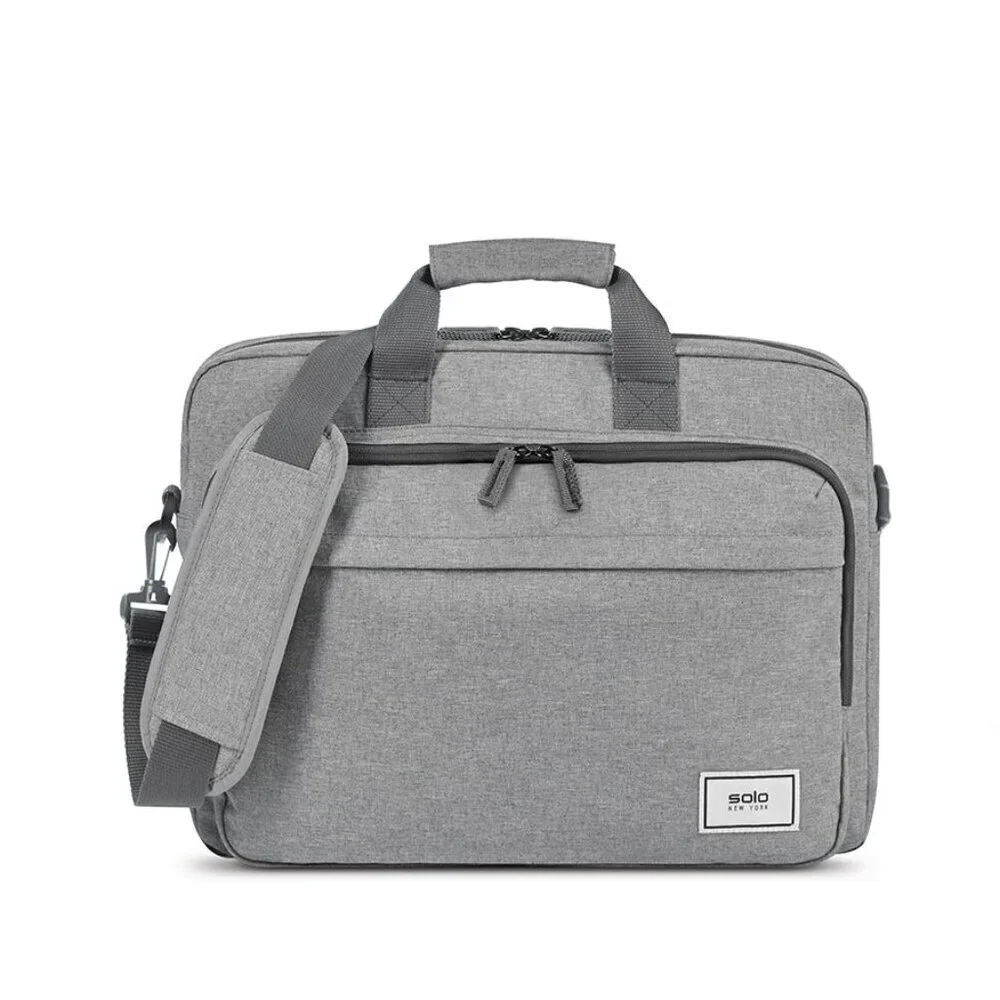 Solo New York Gray Re:New Recycled Adjustable Straps Laptop Briefcase Size 15.6